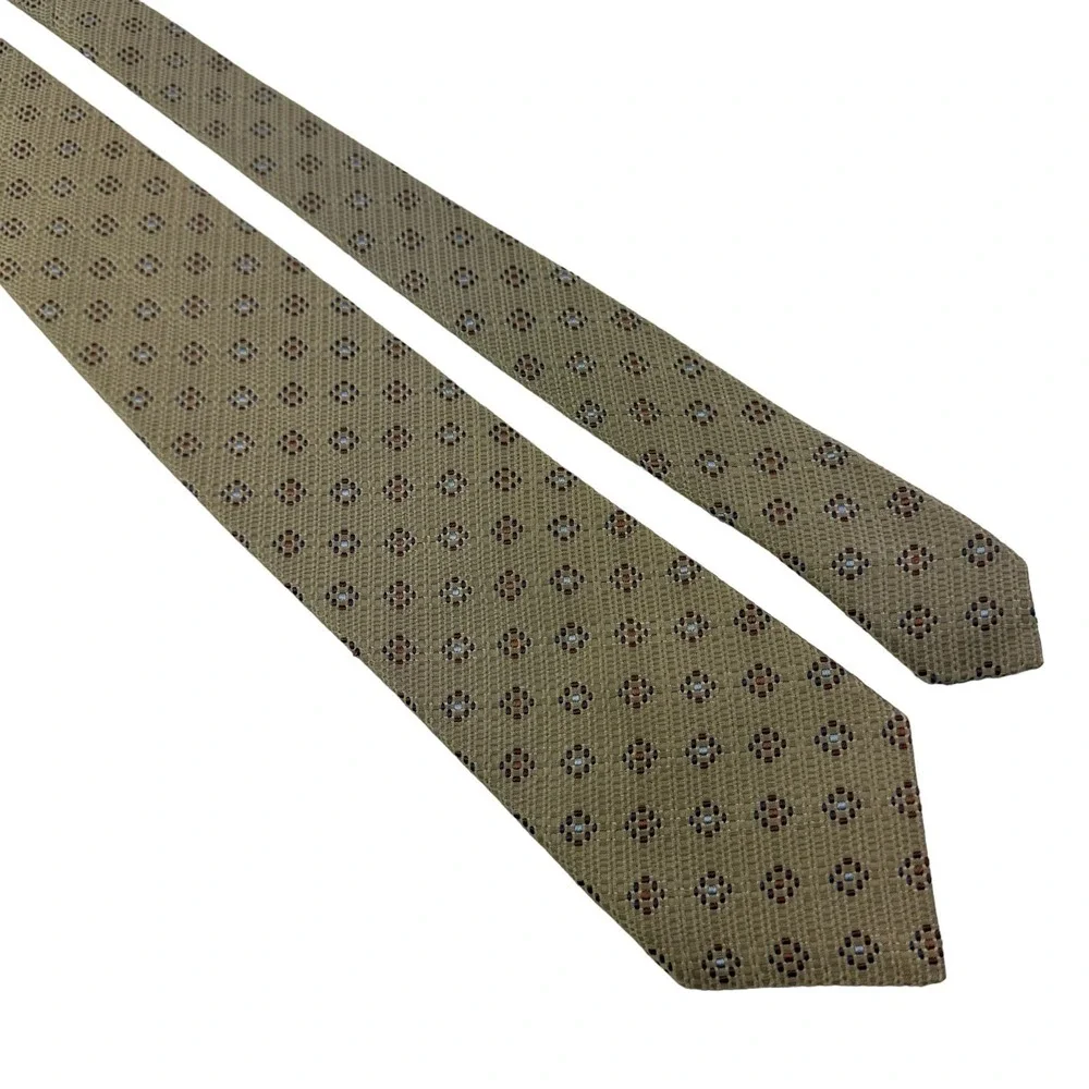 KENZO Homme Brown w/ Rust & Blue Design Silk Tie‎ Mens Size 3.5